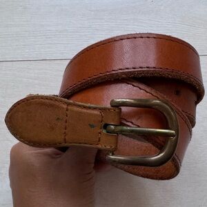 Vintage Arnold Palmer Distressed Brown Leather Brass Gold Tone Buckle Belt